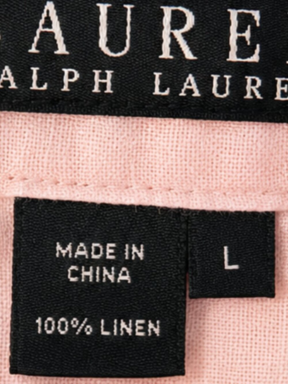 Lauren Ralph Lauren 100% Linen Blush Pink RLL Monogram Button Front Shirt Large - Picture 7 of 7